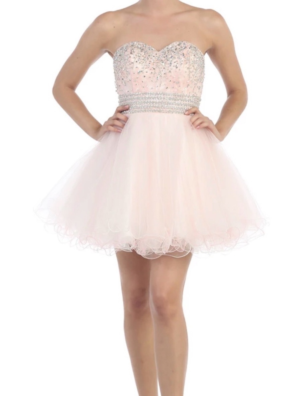 Aspeed Blush Beaded Tulle Party Dress